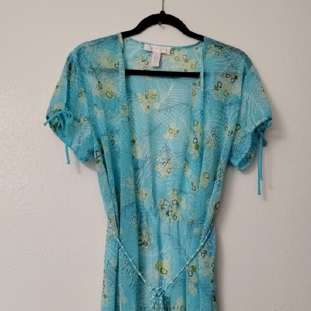 Oscar de la Renta Pink Label Aqua Floral Dress - Picture 8 of 9